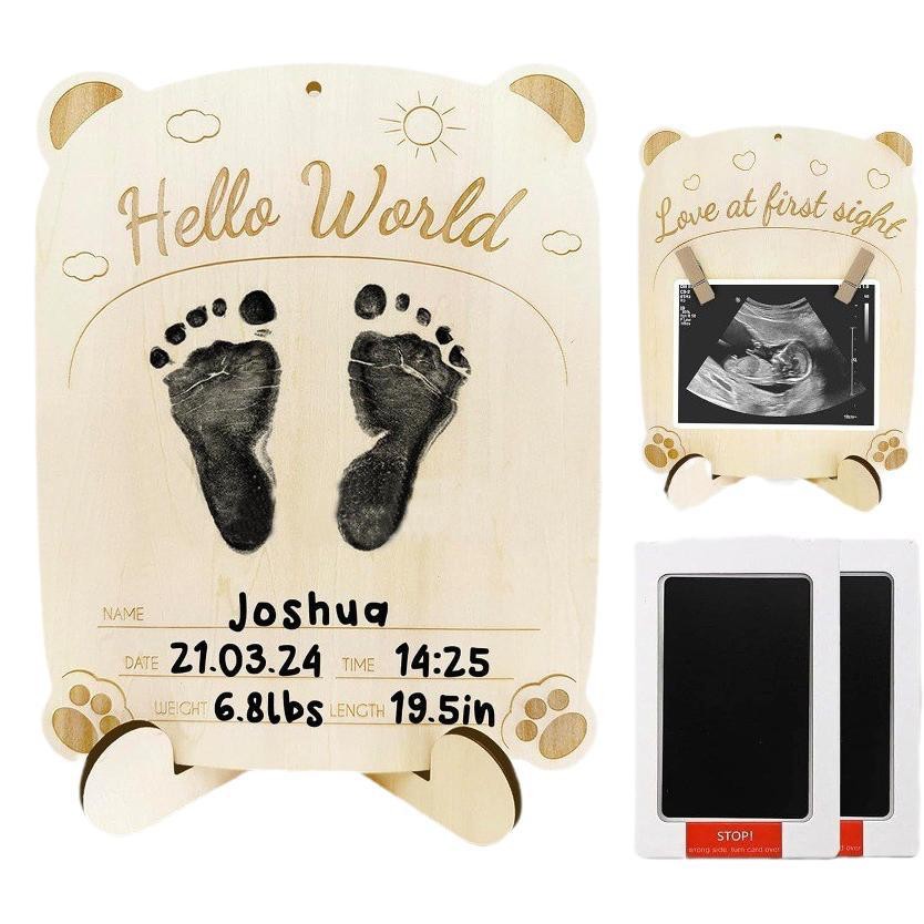 Infant Baptism Wooden Double-Sided Ultrasound Photo Frame