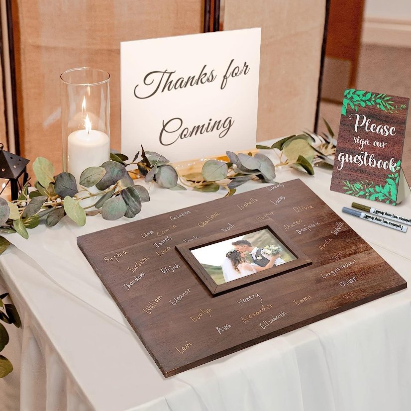 Wedding Sign-in Bride and Groom Souvenir Wall Hanging Wooden Signature Frame Wedding