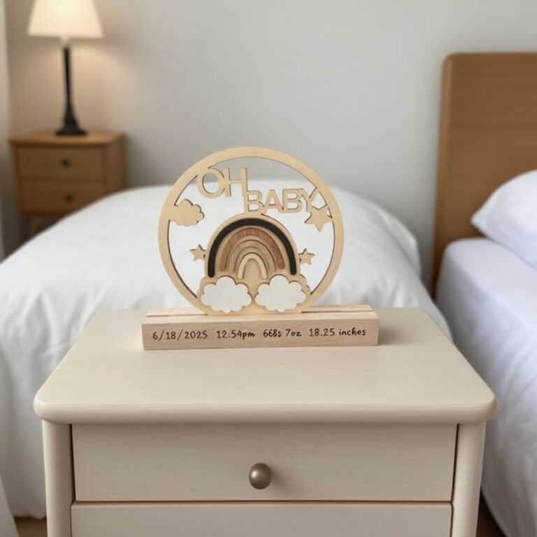 Infant Baptism Hello World Wooden Newborn Photography Announcement Board Prop