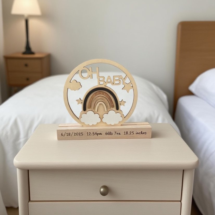 Infant Baptism Hello World Wooden Newborn Photography Announcement Board Prop