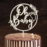 Infant Baptism Wooden Birthday Cake Decoration Insert Sign