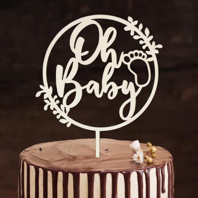 Infant Baptism Wooden Birthday Cake Decoration Insert Sign