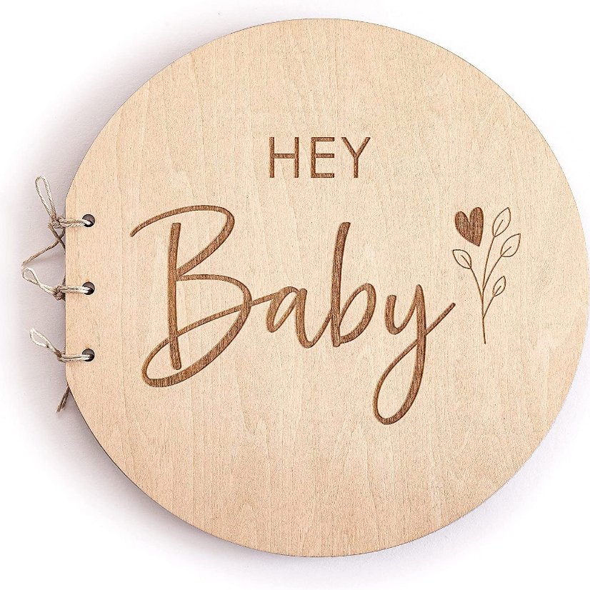 Infant Baptism Wooden Cover Guest Book for Infant Baptism