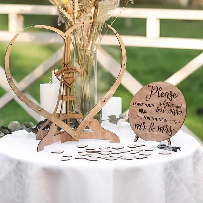 Wedding Sign-in Wooden Heart Guest Message Drop Box Wedding Sign-in