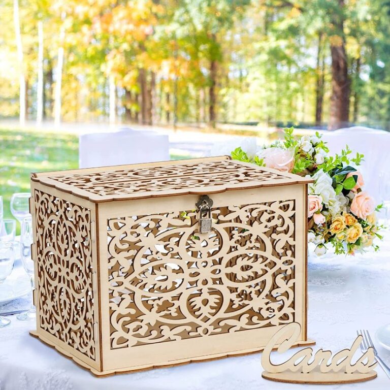 Wedding Supplies Wooden Hollow Wedding Card Storage Box with Sign
