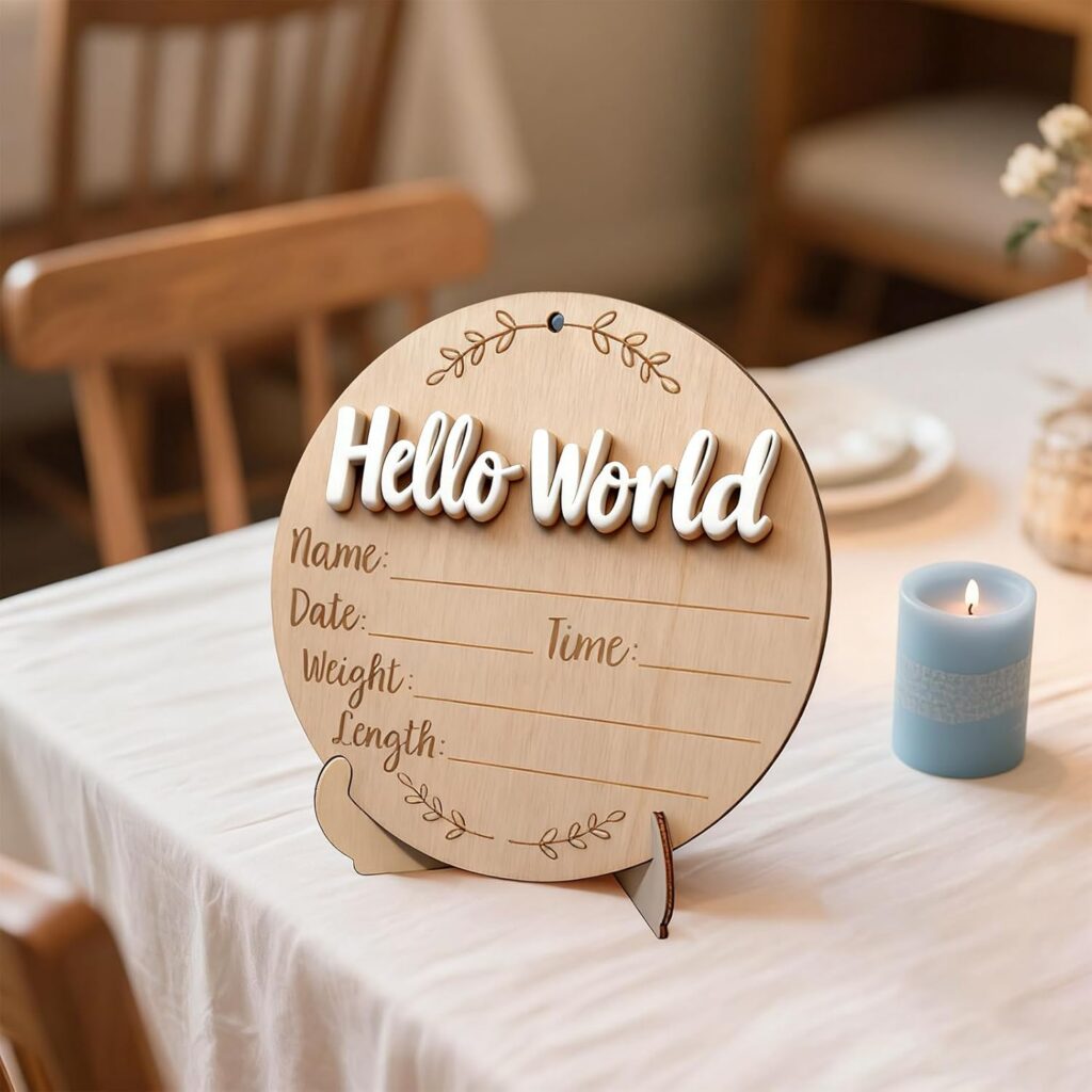 Infant Baptism Baby Commemorative Plaque Children Milestone Photo Month Wooden Disc