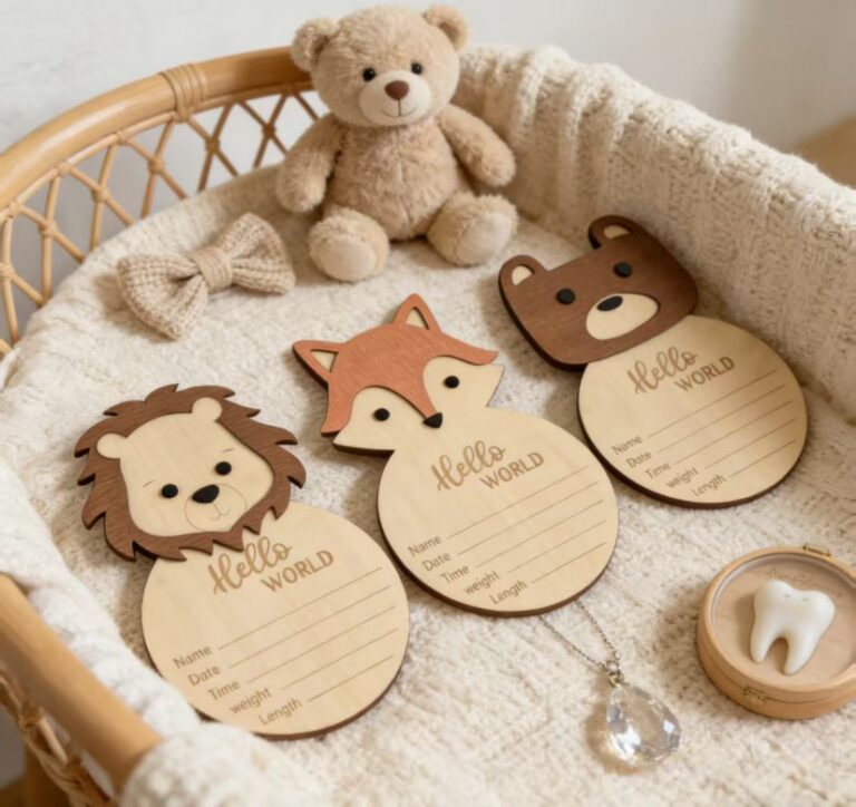 Infant Baptism Wooden Baby Bear Milestone Birthday First Birthday Photo Commemorative Prop