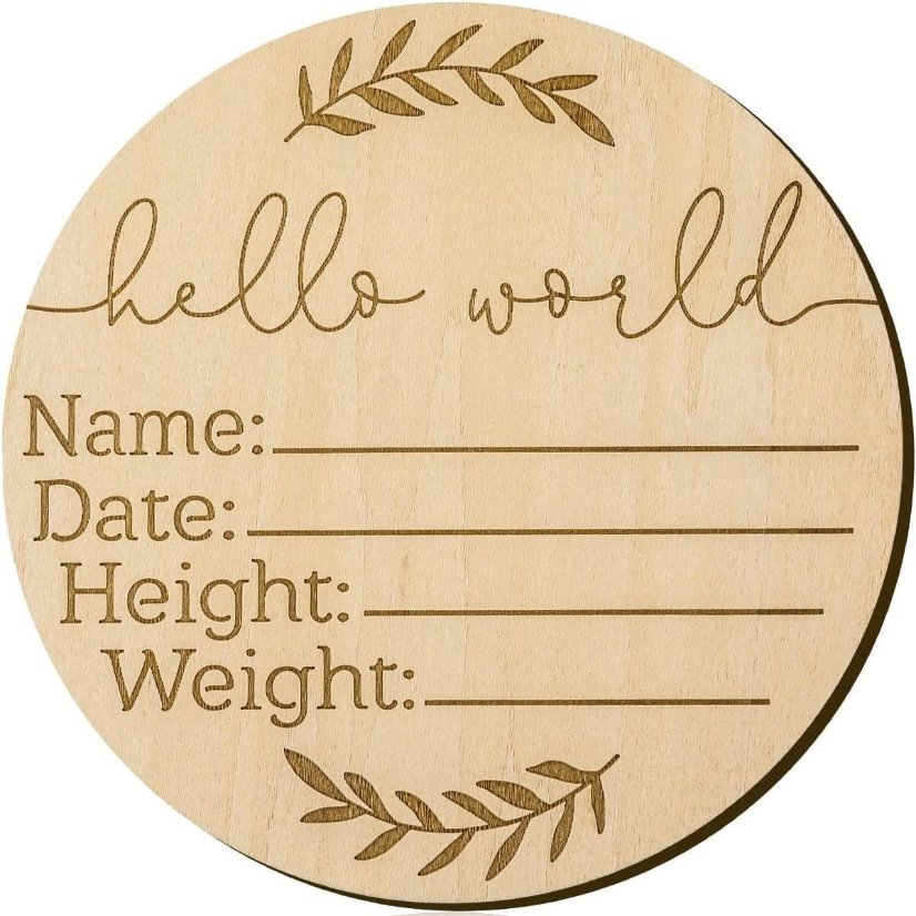 Infant Baptism Newborn Sign Round Wooden Milestone