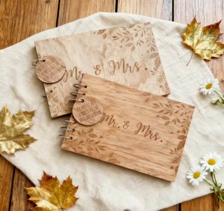 Personalized Photo Album Wooden Guest Book Signature Book Wedding Message Book