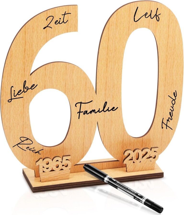 Holidays, gifts Wooden Signature Book 60th Birthday Wooden Independent Signature Number