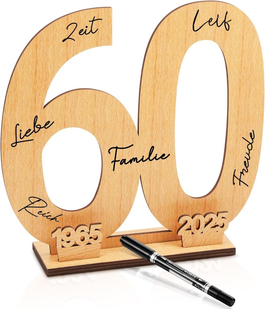 Holidays, gifts Wooden Signature Book 60th Birthday Wooden Independent Signature Number
